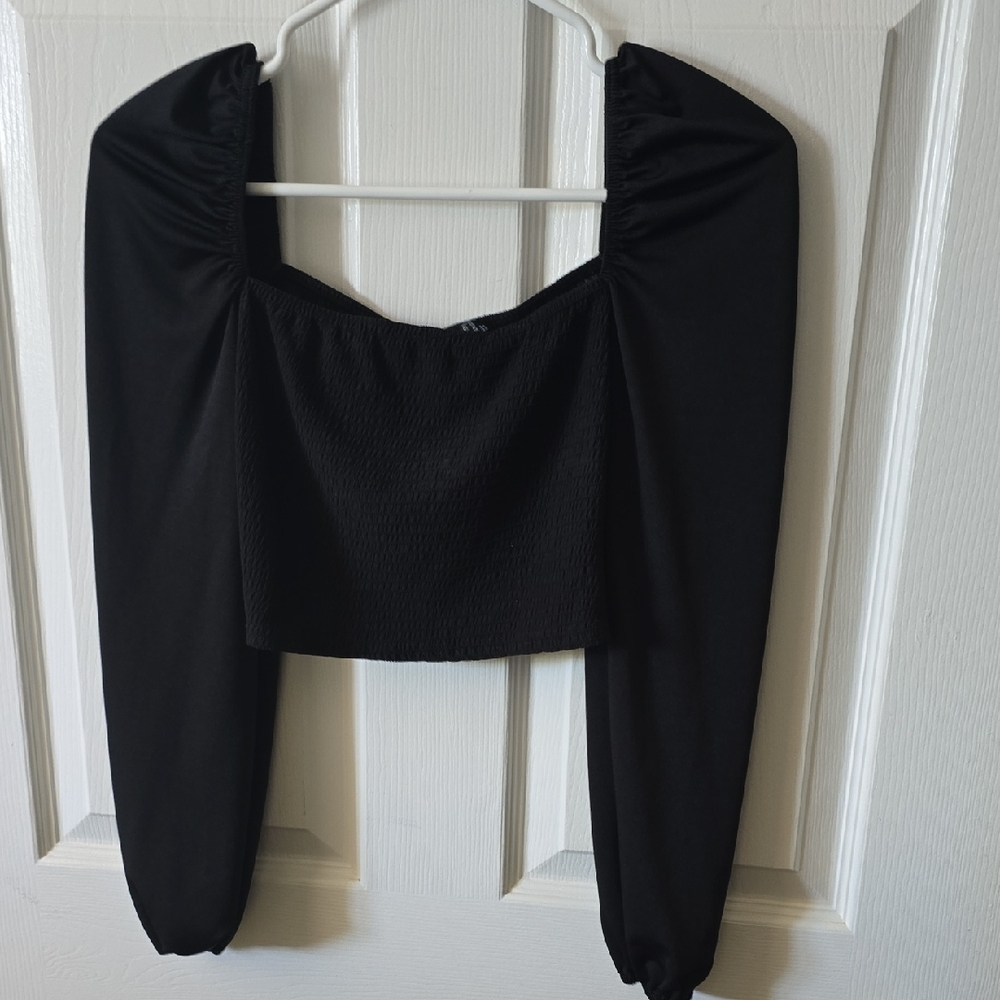 Boohoo Black Puff Sleeve Blouse